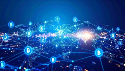 Obraz premium Global Cryptocurrency Network Map