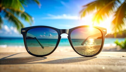 Sunglasses Reflecting Tropical Sunset