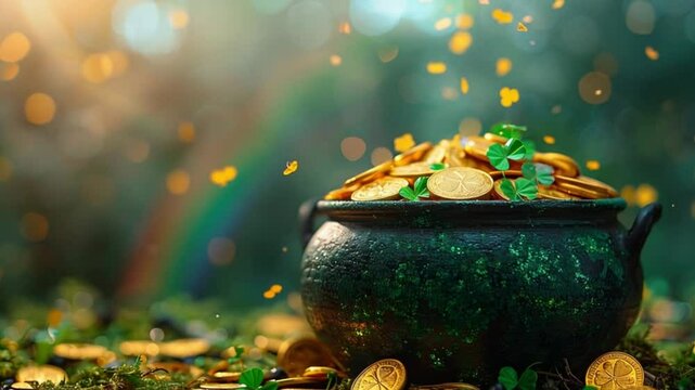 Traditional St. Patrick's Day cauldron Patrick is full of gold