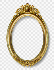 Oval classic golden picture baroque frame