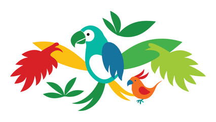 Parrots Tropical Birds Vector Design White Background.