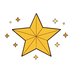 A shining gold star radiates bright, surrounded by smaller twinkling stars, creating a sparkling celestial scene full of warmth, light, and cosmic wonder.
