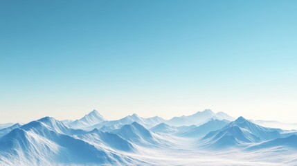 Fototapeta premium Frosted mountains stretching below the clear, blue sky