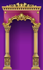 Fototapeta premium The luxurious entrance of the palace with golden arches
