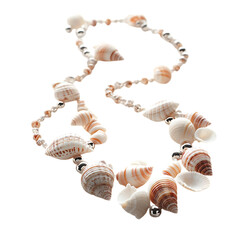 Artistic Shell Necklace with an Asymmetrical Cluster Isolated on Transparent Background