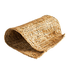 Minimalist Woven Straw Beach Mat Isolated on Transparent Background
