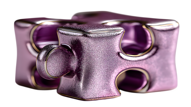 A matte purple puzzle piece, symbolizing teamwork and problem-solving, set on a white background --ar 16:9 --v 7.0 --s 750