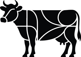 Cow Silhouette Set – Farm Animal Vector Icons Cattle Silhouette Collection – Cow, Bull, Calf Icons Pack