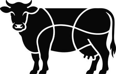 Cow Silhouette Set – Farm Animal Vector Icons Cattle Silhouette Collection – Cow, Bull, Calf Icons Pack