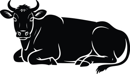 Cow Silhouette Set – Farm Animal Vector Icons Cattle Silhouette Collection – Cow, Bull, Calf Icons Pack