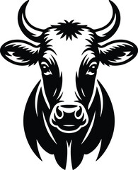 Naklejka premium Cow Silhouette Set – Farm Animal Vector Icons Cattle Silhouette Collection – Cow, Bull, Calf Icons Pack