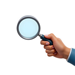 3d hand holding magnifying glass,close up
