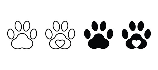 Fototapeta premium Pet paw print vector icon. Paw print sign and symbol.. cute black big dog paw print silhouette.