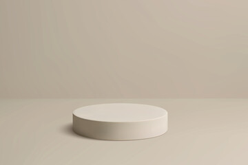 Minimal beige podium on neutral background for product display