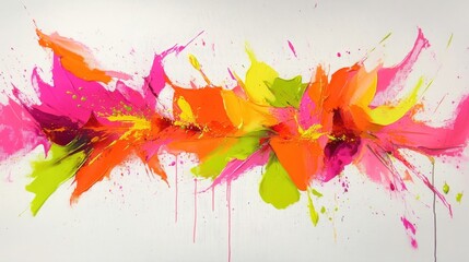 Colorful abstract painting with vibrant hues on white background
