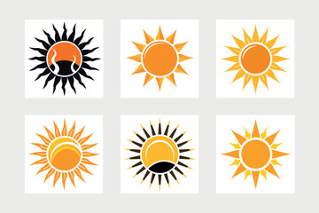 Fototapeta premium A set of sun icon vector art illustration. 