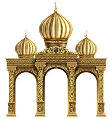 The luxurious entrance of the palace with golden arches