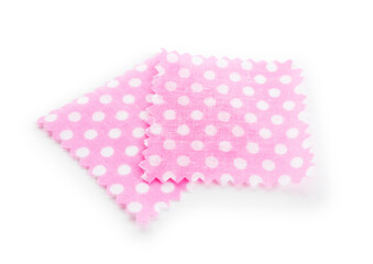 Samples of fabrics with polka dot pattern isolated on white