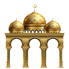 The luxurious entrance of the palace with golden arches