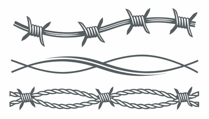 A vintage barbed wire vector illustration forms a decorative border element, perfect for a rugged design or tattoo style