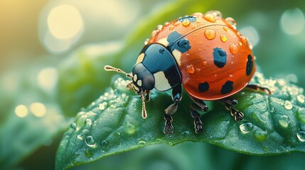ladybug on green leaf