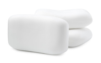 Three soap bars isolated on white. Personal hygiene