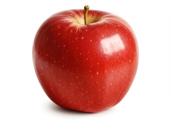 Shiny red apple isolated on white background, a single fresh fruit