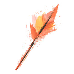 Artistic Arrow with Vibrant Brush Strokes in Aprico Isolated on Transparent Background