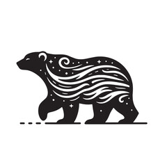 Black Color Polar Bear Silhouette Vector Illustration, Solid White Background. minimal vector design