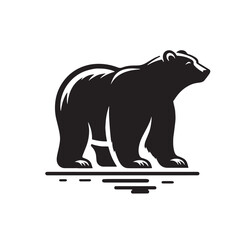 Black Color Polar Bear Silhouette Vector Illustration, Solid White Background. minimal vector design