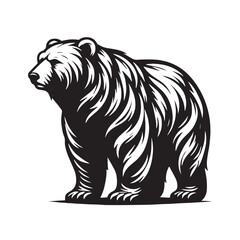 Black Color Polar Bear Silhouette Vector Illustration, Solid White Background. minimal vector design