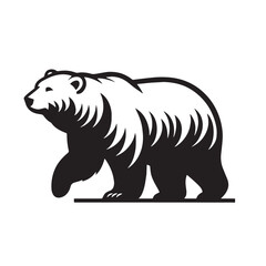 Black Color Polar Bear Silhouette Vector Illustration, Solid White Background. minimal vector design