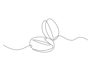 Obraz premium Coffee beans outline drawing illustration. Continuous line draw of natural seed vector