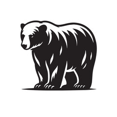 Black Color Polar Bear Silhouette Vector Illustration, Solid White Background. minimal vector design