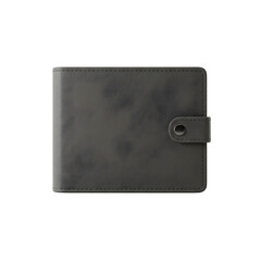 Dark Grey Leather Wallet on Transparent Background