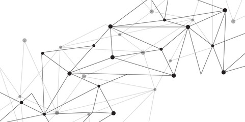 Abstract geometric background with connecting dots and lines with low poly triangle shapes. Polygonal Mesh Background Vector design digital technology concept Global network connection data structure. © Kainat 