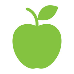 Minimal Green Apple Icon on Clean White Background