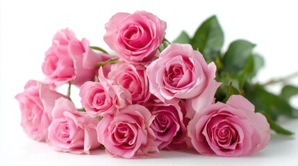 A 4K photo of stunning Pink Rose Bouquet on white background.