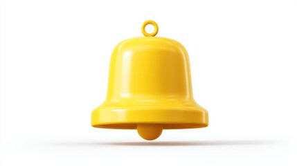 A 4K photo of vibrant Yellow Warning Bell 3D Icon on white background.