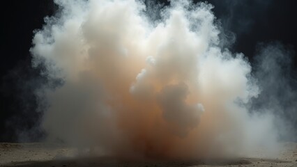 Outdoor scene of a large amount of smoke rising up