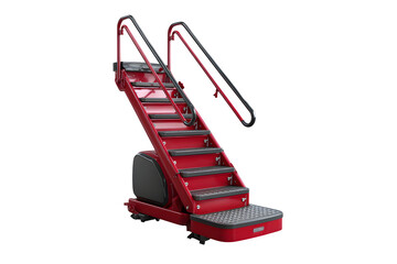 Ultra HD smooth 360 rotation of commercial stair climber with anti-slip pedals, isolated on transparent background