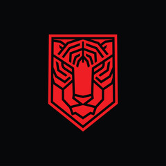 Simple line tiger shield logo