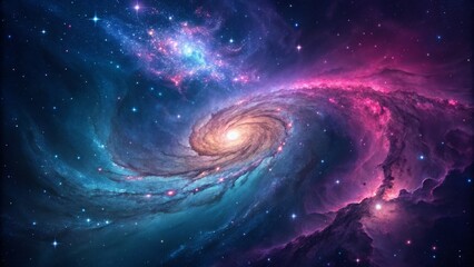Cosmic Swirl Vibrant Galaxy with Nebulae, Universe , Space art