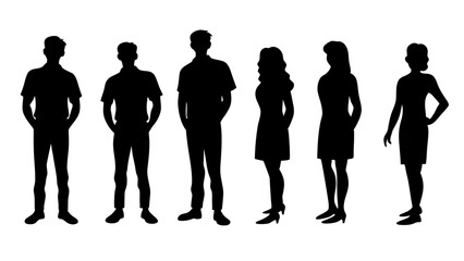 set of a group of standing business people