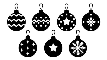 set of christmas ball silhouette vector on tranparent background