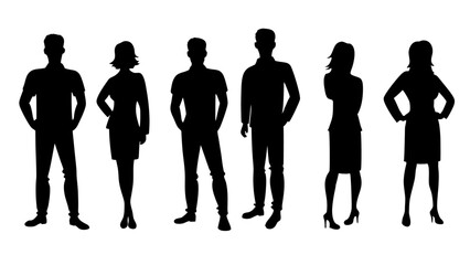 set of a group of standing business people
