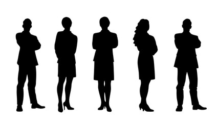 set of a group of standing business people
