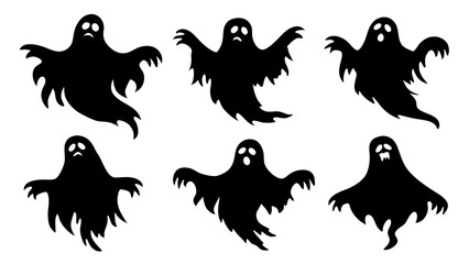 Ghost set. Spooky halloween silhouette.
