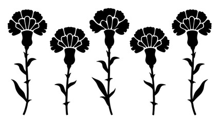 Carnation set silhouette vector bundle