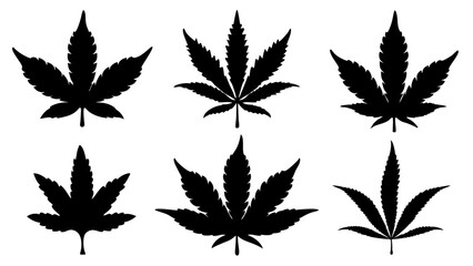 set of marijuana silhouette